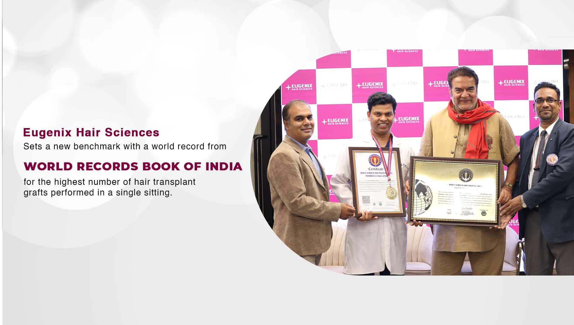 Eugenix Hair Sciences Sets World Record for Highest Number of Hair Transplant Grafts Performed in a Single Sitting